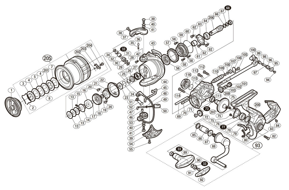 Пластиковая крышка корпуса shimano vanford 20 4000mhg деталь на схеме № 83