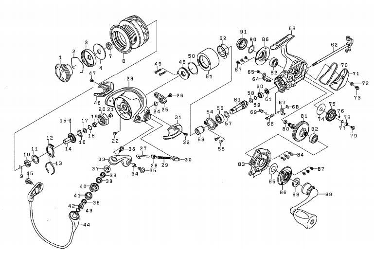 Механизм сброса daiwa certate 13 2500/2506 детали под номерами 24, 25, 27, 28, 29, 30 