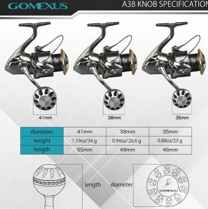 Кноб gomexus aluminum reel power knob 35mm black red