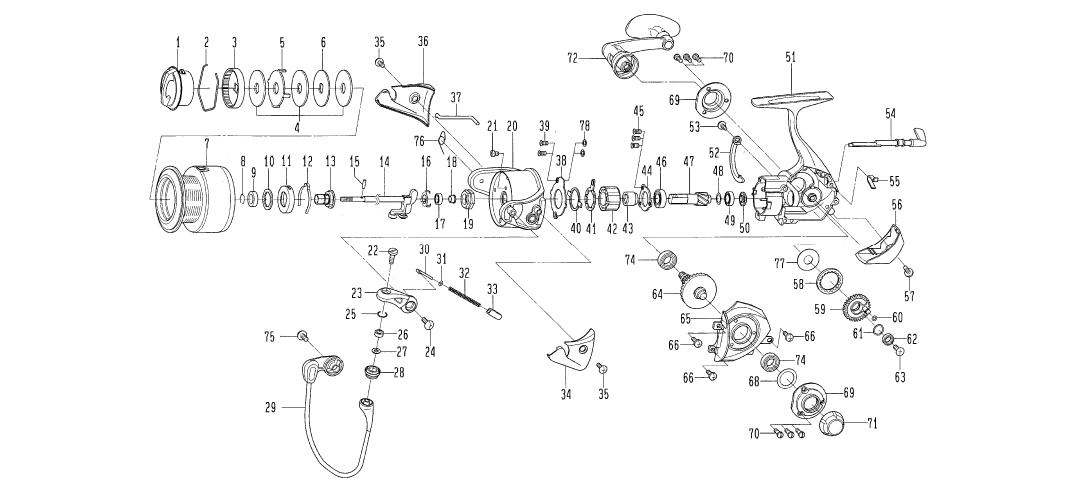 Корпус daiwa certate 04 2500 деталь на схеме под номером 51