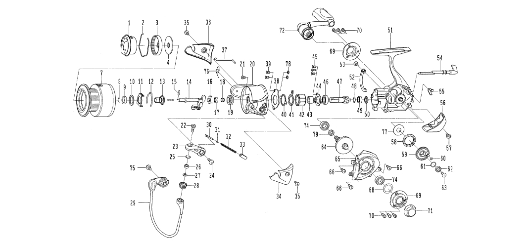 Подшпульный узел daiwa certate finesse custom 2506 деталь на схеме под номером 8, 9, 10, 11, 12, 13, 15