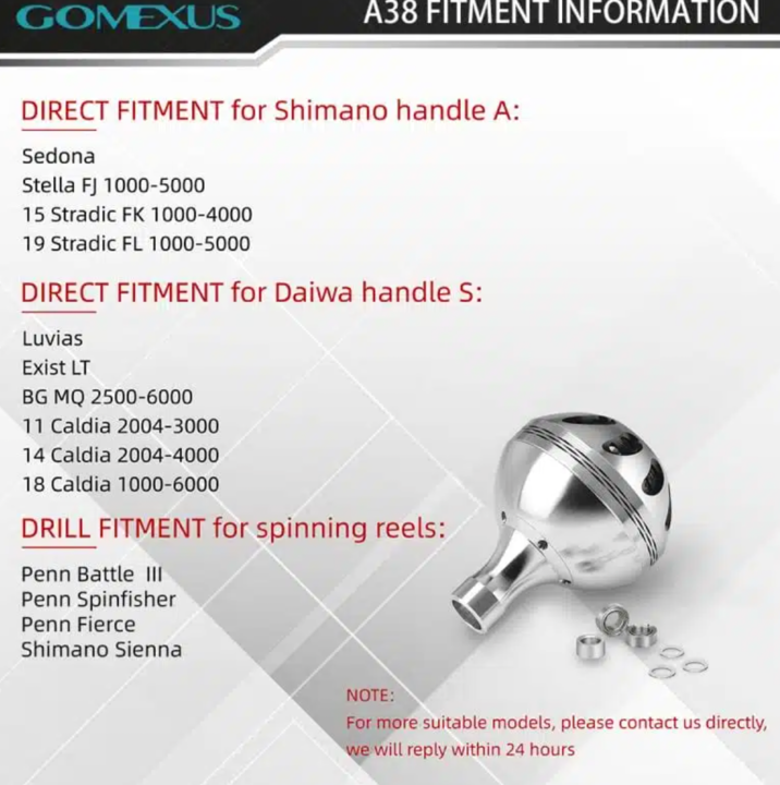 Кноб gomexus aluminum reel power knob 35mm silver black