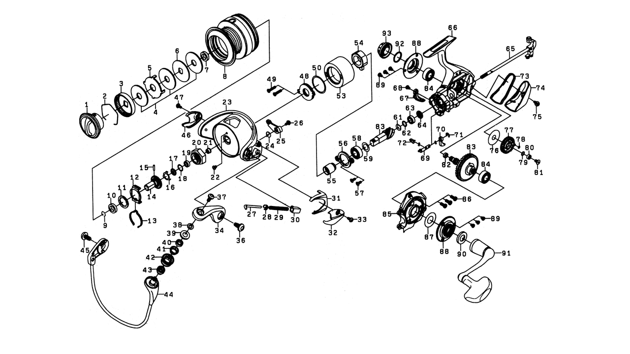 Дужка daiwa certate 10 3000 деталь на схеме под номером 44