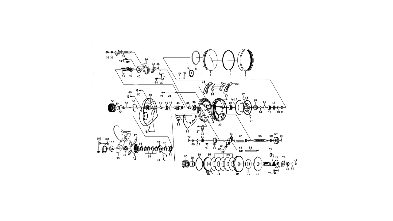Клавиша в сборе daiwa ryoga c2020pe-hl left hand деталь на схеме № 23, 24, 25