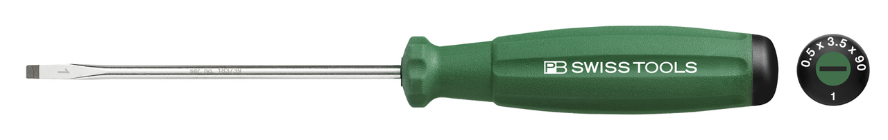 Отвёртка шлицевая прецизионная pb swiss tools rainbow swissgrip slotted screwdriver, size 1 (green)