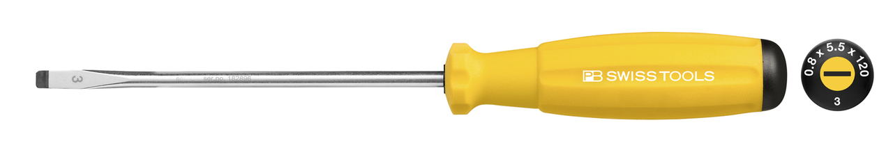 Отвёртка шлицевая прецизионная pb swiss tools  rainbow swissgrip slotted screwdriver, size 3 (yellow)