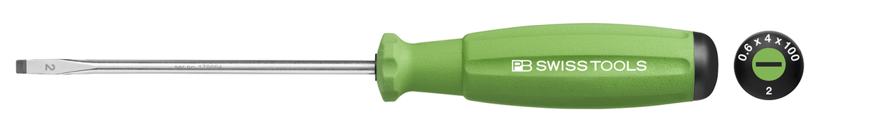 Отвёртка шлицевая прецизионная pb swiss tools  rainbow swissgrip slotted screwdriver, size 2 (yellow green)